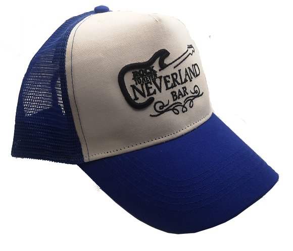 Blue/White Trucker Cap with Neverland Rock Bar's Logo